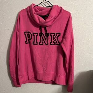 PINK Victoria's Secret Funnel Neck Sweatshirt in Hot Pink with Black Logo